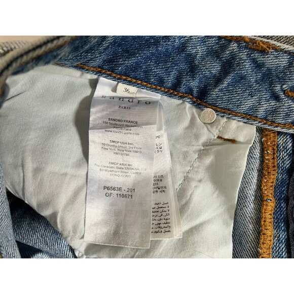 Sandro Roland High-Rise Flared Painted Jeans Silver Size FR 36/ US 4 - Picture 8 of 8